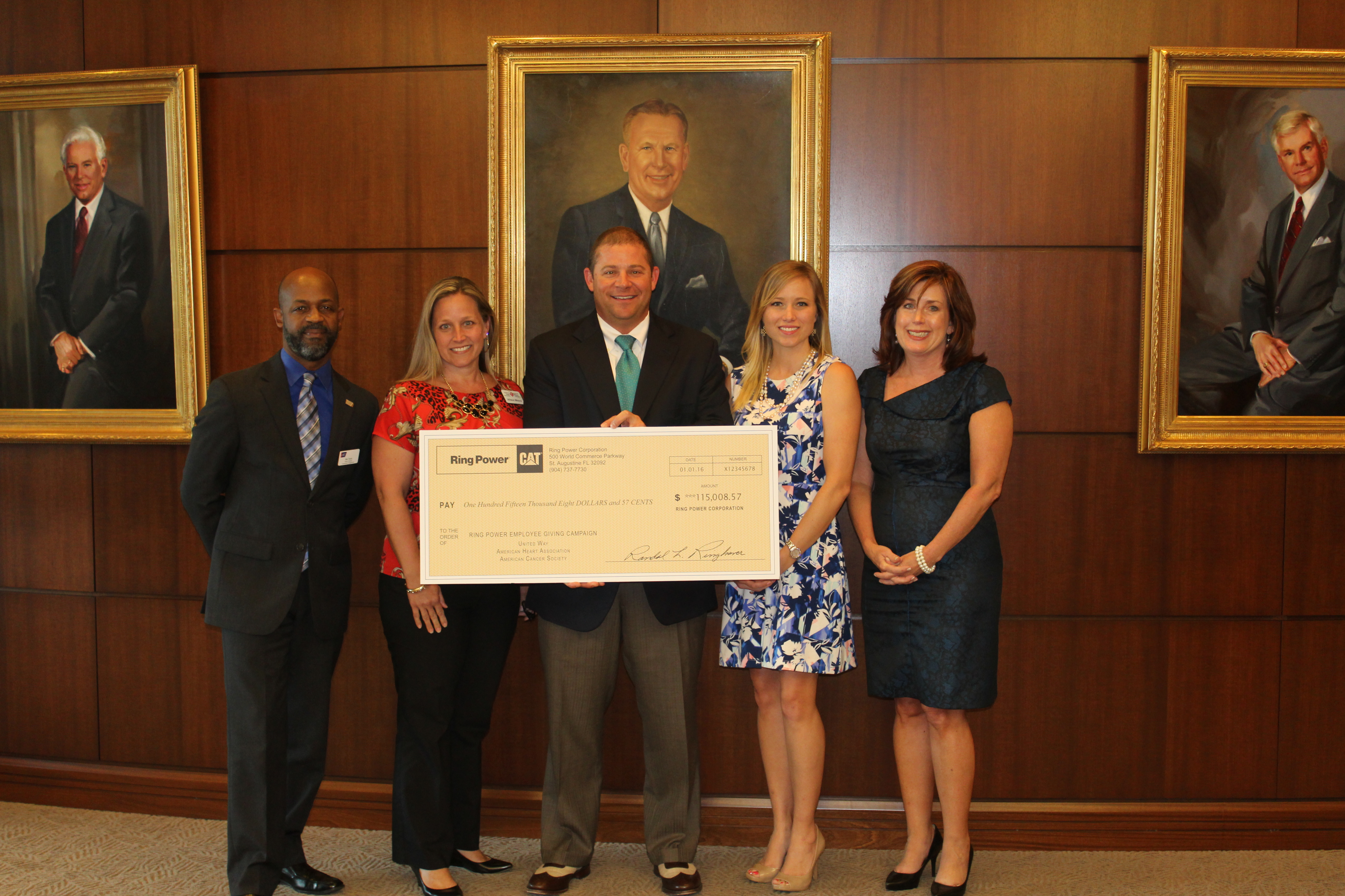 Pictured left to right: Mel Toran of the American Cancer Society, Allison Misora of the American Heart Association, David Alban, Victoria Reynolds and Melissa Nelson of the United Way of St. Johns County.
